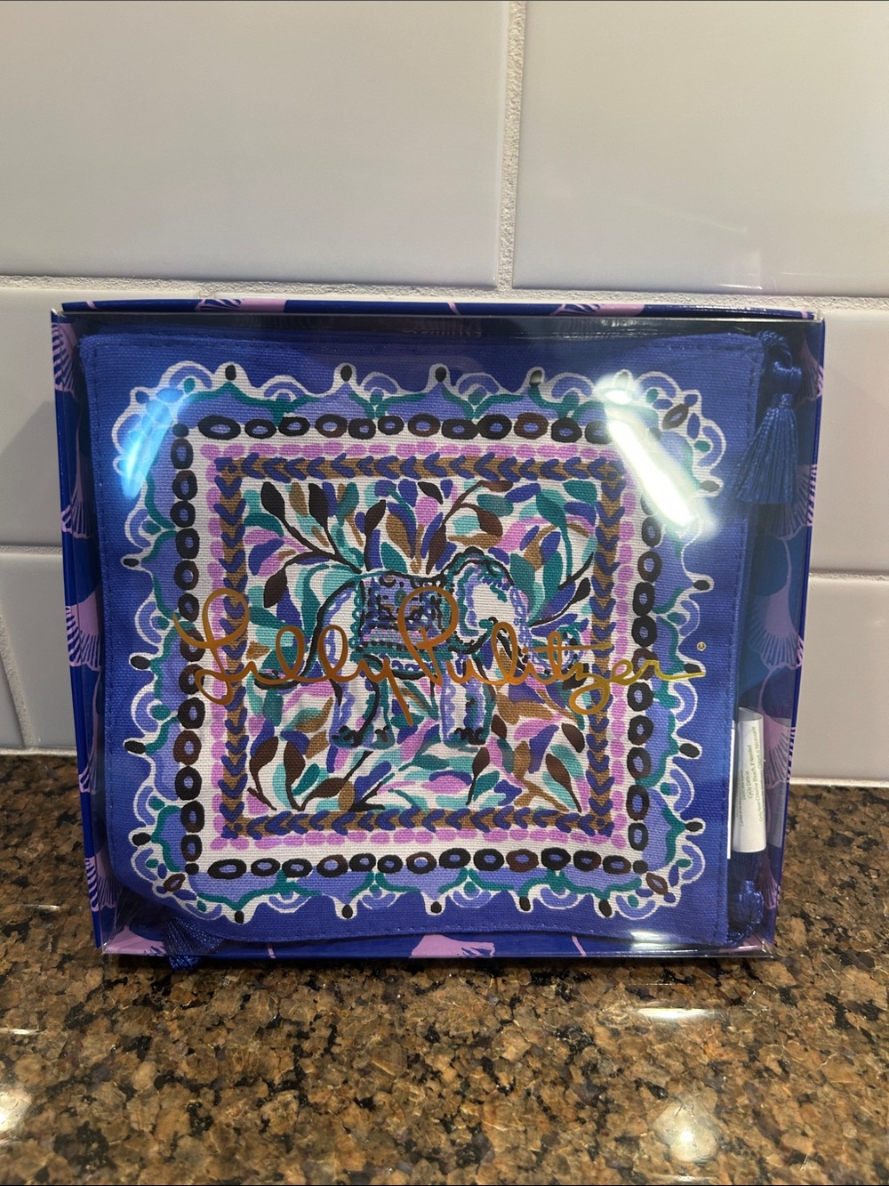 Lilly Pulitzer Purple Multicolor Elephant Printed Napkin Set of 4
